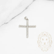 Pendentif - Or 10K blanc croix en pierres cz - PEG642