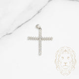 Pendentif - Or 10K blanc croix en pierres cz - PEG642