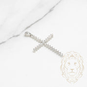 Pendentif - Or 10K blanc croix en pierres cz - PEG642