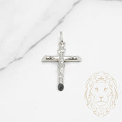 Pendentif - Or 10K blanc croix avec Jésus - PEG643