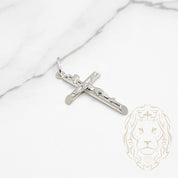 Pendentif - Or 10K blanc croix avec Jésus - PEG643