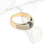 Engagement ring - 18K two-tone yellow & white sapphire 0.65CT tension set pavé natural diamonds 1.00CT - RIGD514