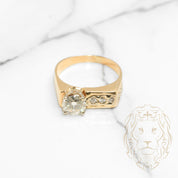 Ring - Rectangular 14K yellow gold set with 1.00CT round brilliant cut moissanite stones - RIG755