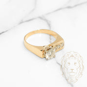 Ring - Rectangular 14K yellow gold set with 1.00CT round brilliant cut moissanite stones - RIG755