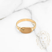 Bague - Or 10K jaune signet avec étoile coupe diamant & finition sablée - RIG758