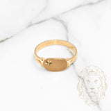 Bague - Or 10K jaune signet avec étoile coupe diamant & finition sablée - RIG758