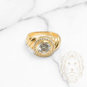 Ring - 10K gold halo twist cz stones - RIG761