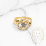 Bague - Or 10K jaune halo twist pierres cz - RIG761