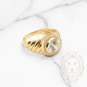 Ring - 10K gold halo twist cz stones - RIG761