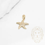 Pendentif - Or 10K jaune étoile de mer pavé de cz - PEG644