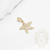 Pendentif - Or 10K jaune étoile de mer pavé de cz - PEG644