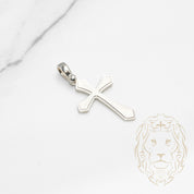 Pendentif - Or 14K blanc croix finition satinée - PEG646