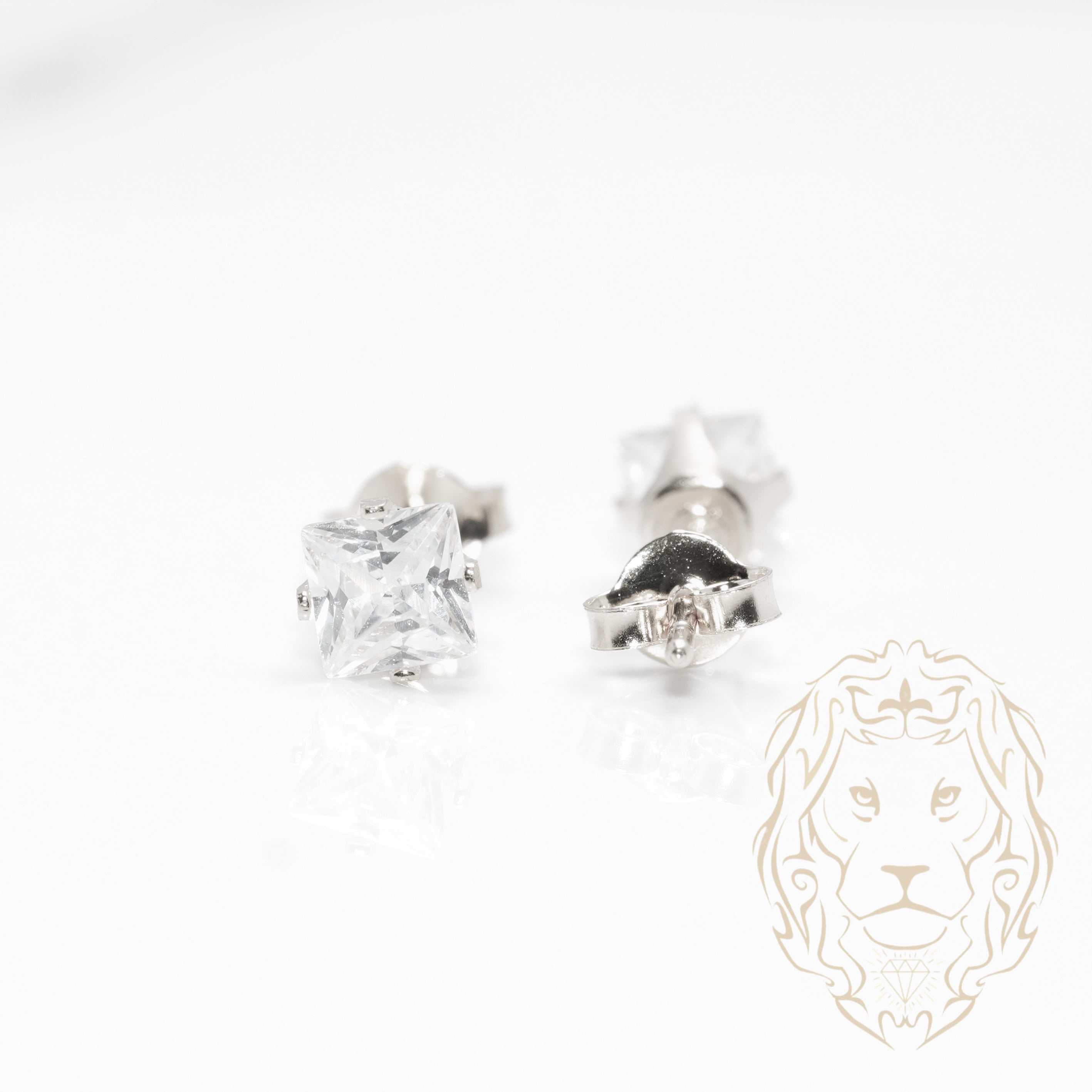 Studs - Argent zircone cubique coupe princesse 0.10PTS / 3.7mm - BOS345