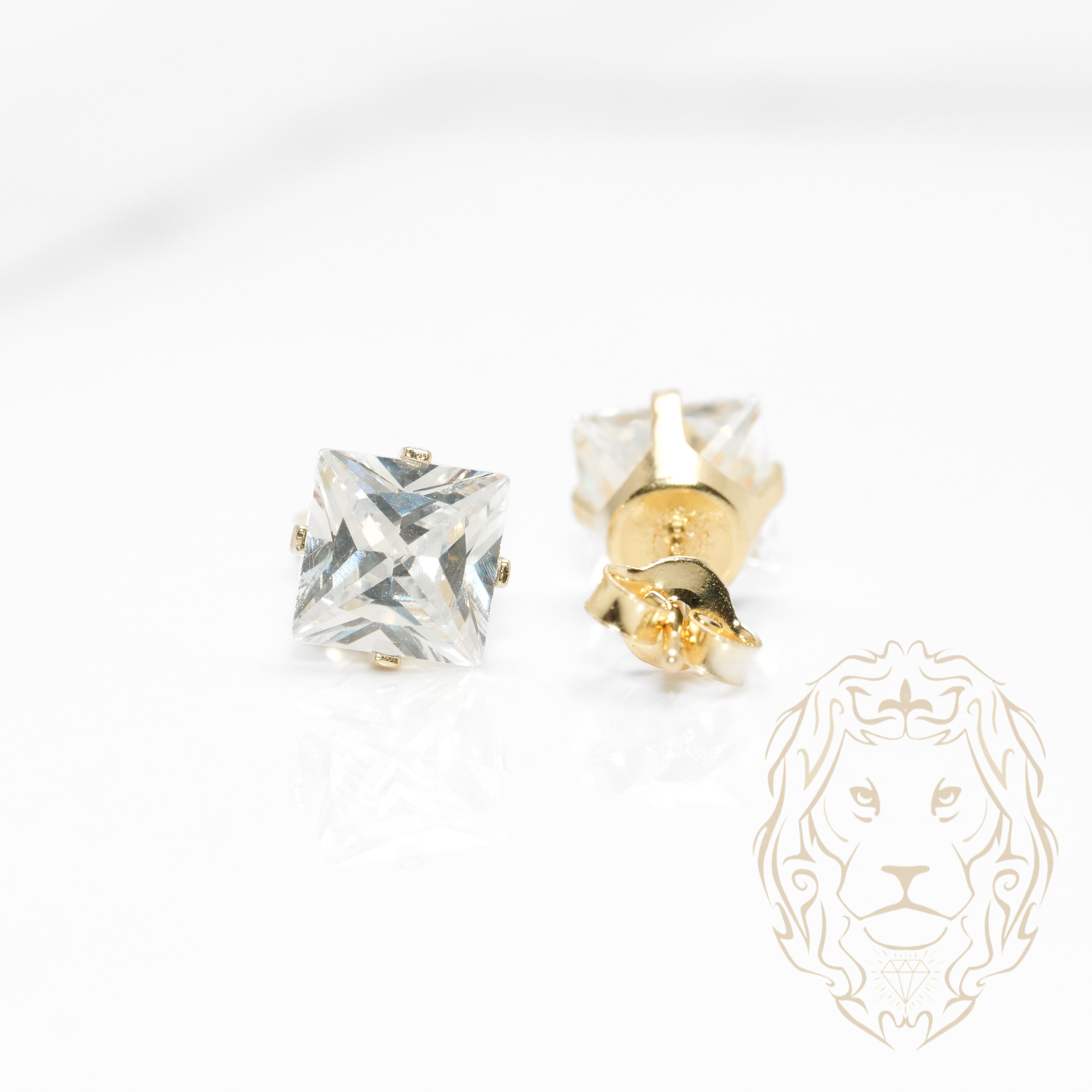 Studs - Or 10K jaune zircone cubique coupe princesse 0.20PTS / 4.5mm - BOG846