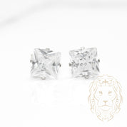 Studs - Or 10K blanc zircone cubique coupe princesse 1.00PTS / 7.25mm - BOG859