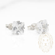 Studs - Or 10K blanc zircone cubique coupe princesse 1.00PTS / 7.25mm - BOG859
