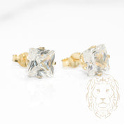 Studs - Or 10K jaune zircone cubique coupe princesse 0.75PTS / 6.7mm - BOG849