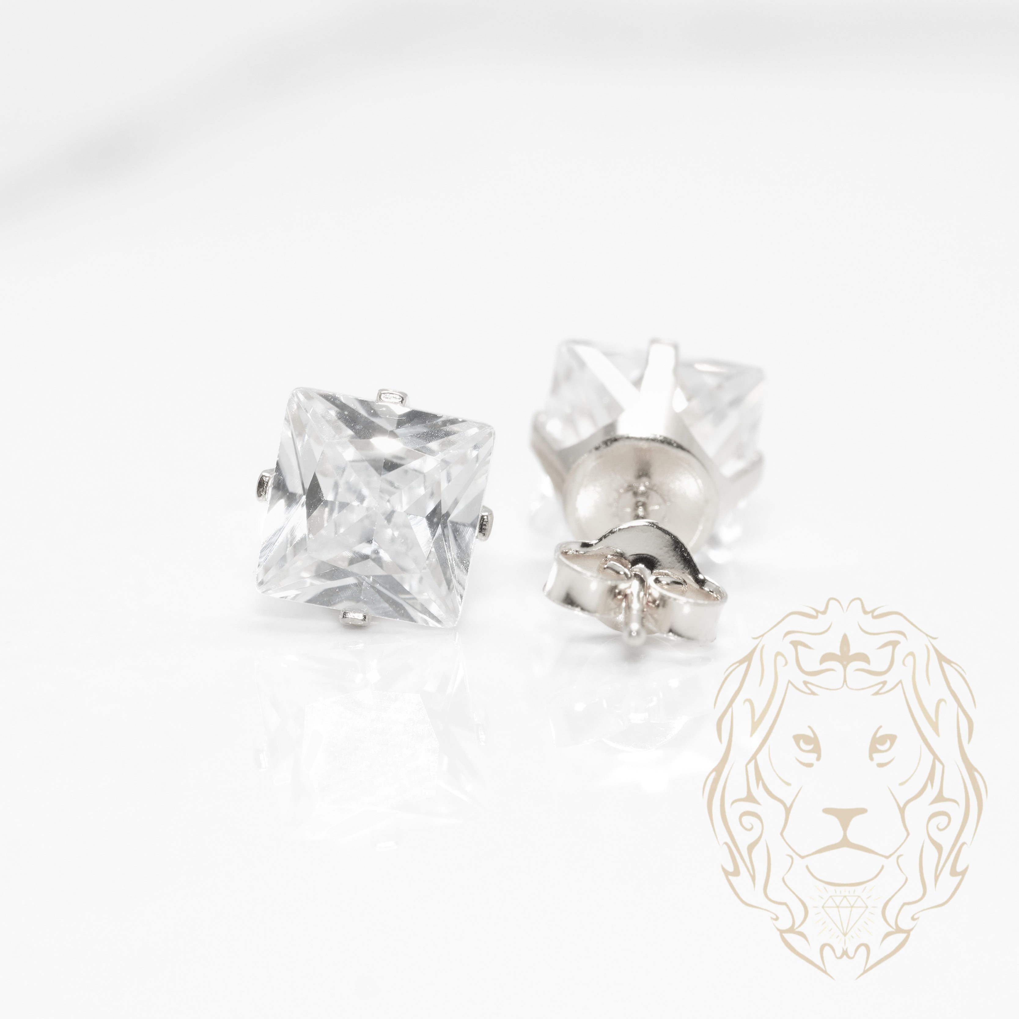 Studs - Or 10K blanc zircone cubique coupe princesse 1.00PTS / 7.25mm - BOG859