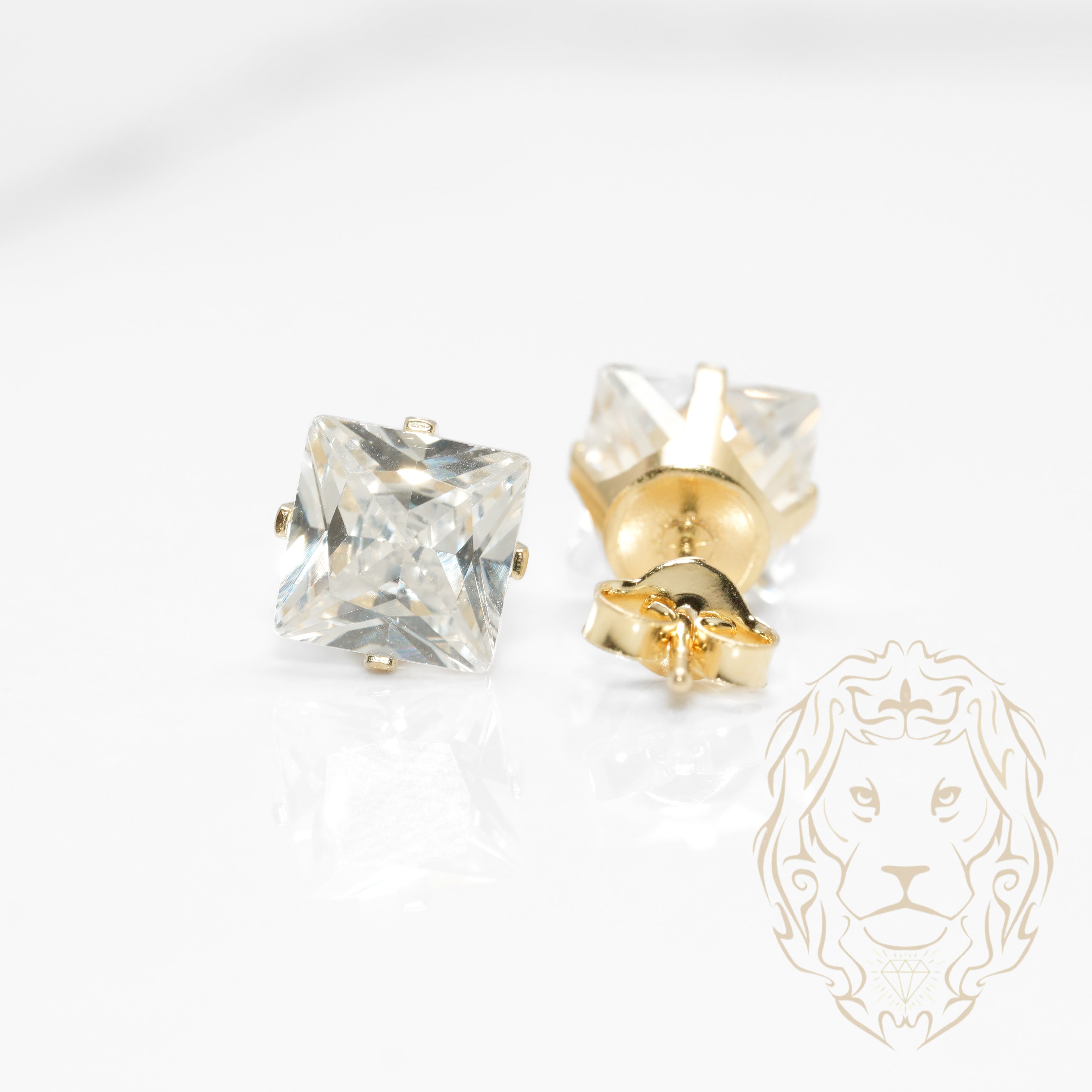 Studs - Or 10K jaune zircone cubique coupe princesse 0.75PTS / 6.7mm - BOG849