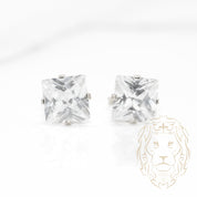 Studs - Or 10K blanc zircone cubique coupe princesse 2.00PTS / 9mm - BOG860