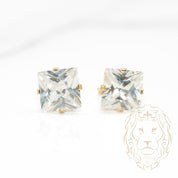 Studs - Or 10K jaune zircone cubique coupe princesse 2.00PTS / 9mm - BOG851