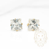 Studs - Or 10K jaune zircone cubique coupe princesse 2.00PTS / 9mm - BOG851