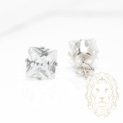 Studs - Or 10K blanc zircone cubique coupe princesse 2.00PTS / 9mm - BOG860