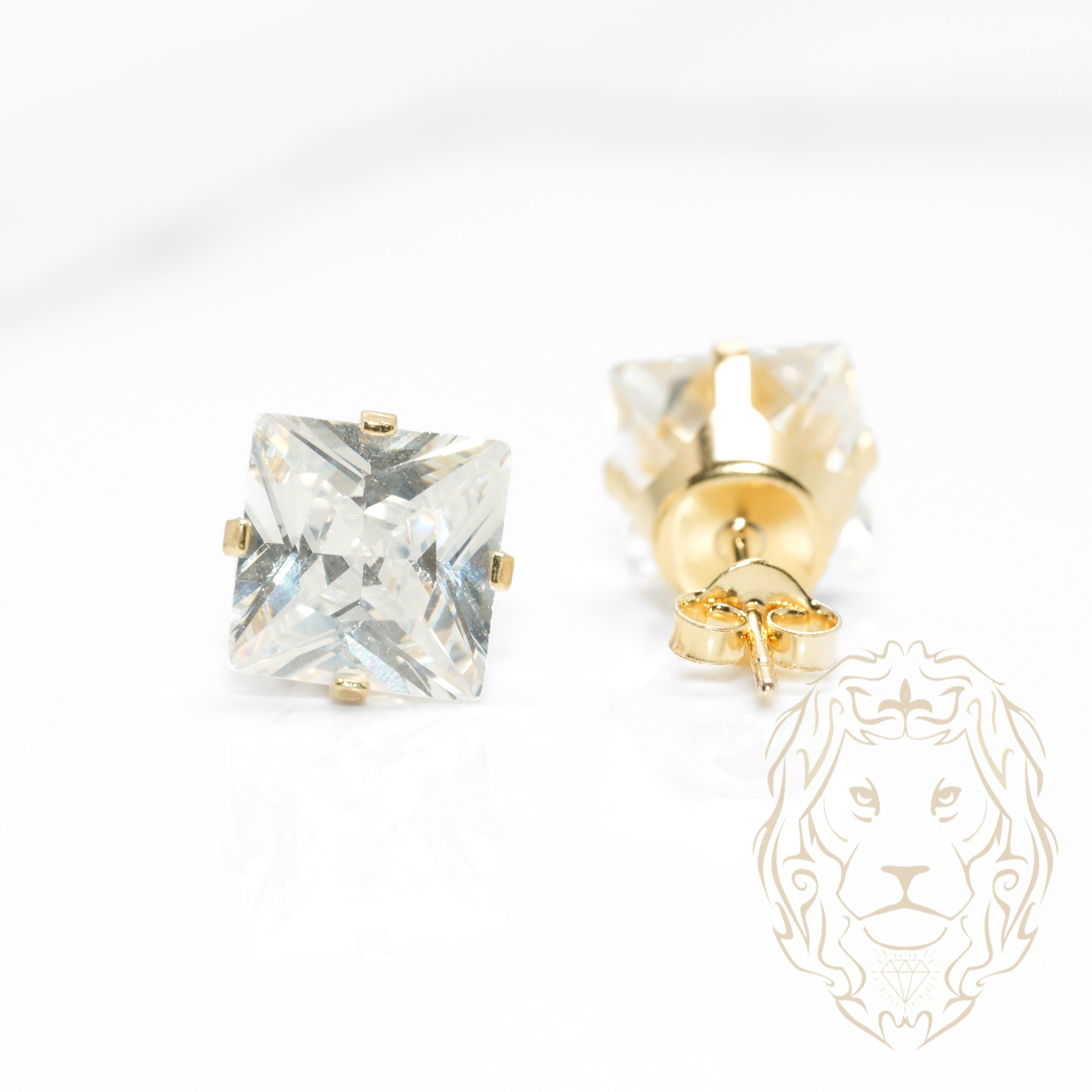 Studs - Or 10K jaune zircone cubique coupe princesse 2.00PTS / 9mm - BOG851