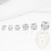 Studs - Or 10K blanc zircone cubique coupe princesse 0.10PTS / 3.5mm - BOG853