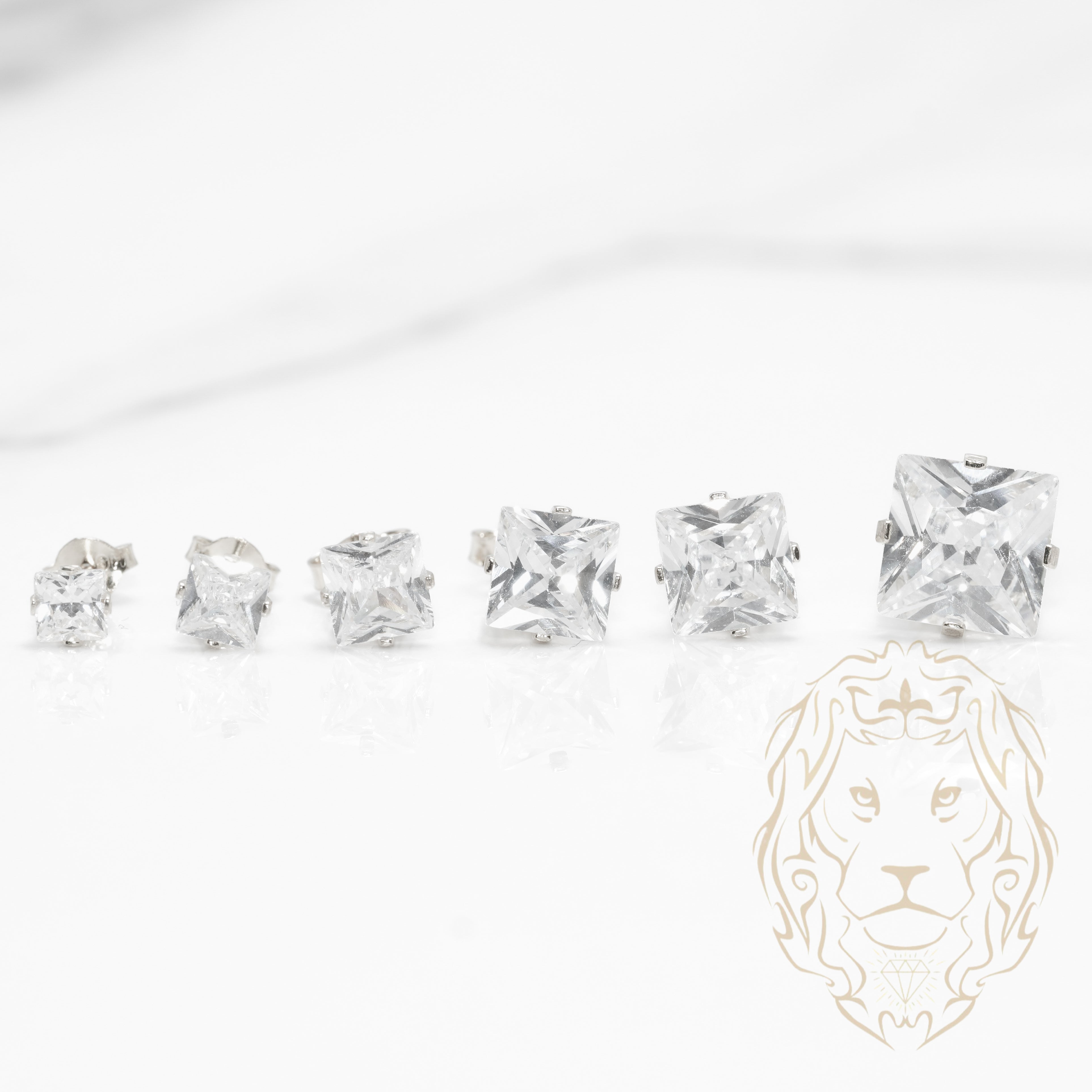 Studs - Or 10K blanc zircone cubique coupe princesse 0.10PTS / 3.5mm - BOG853