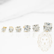 Studs - Or 10K jaune zircone cubique coupe princesse 0.75PTS / 6.7mm - BOG849