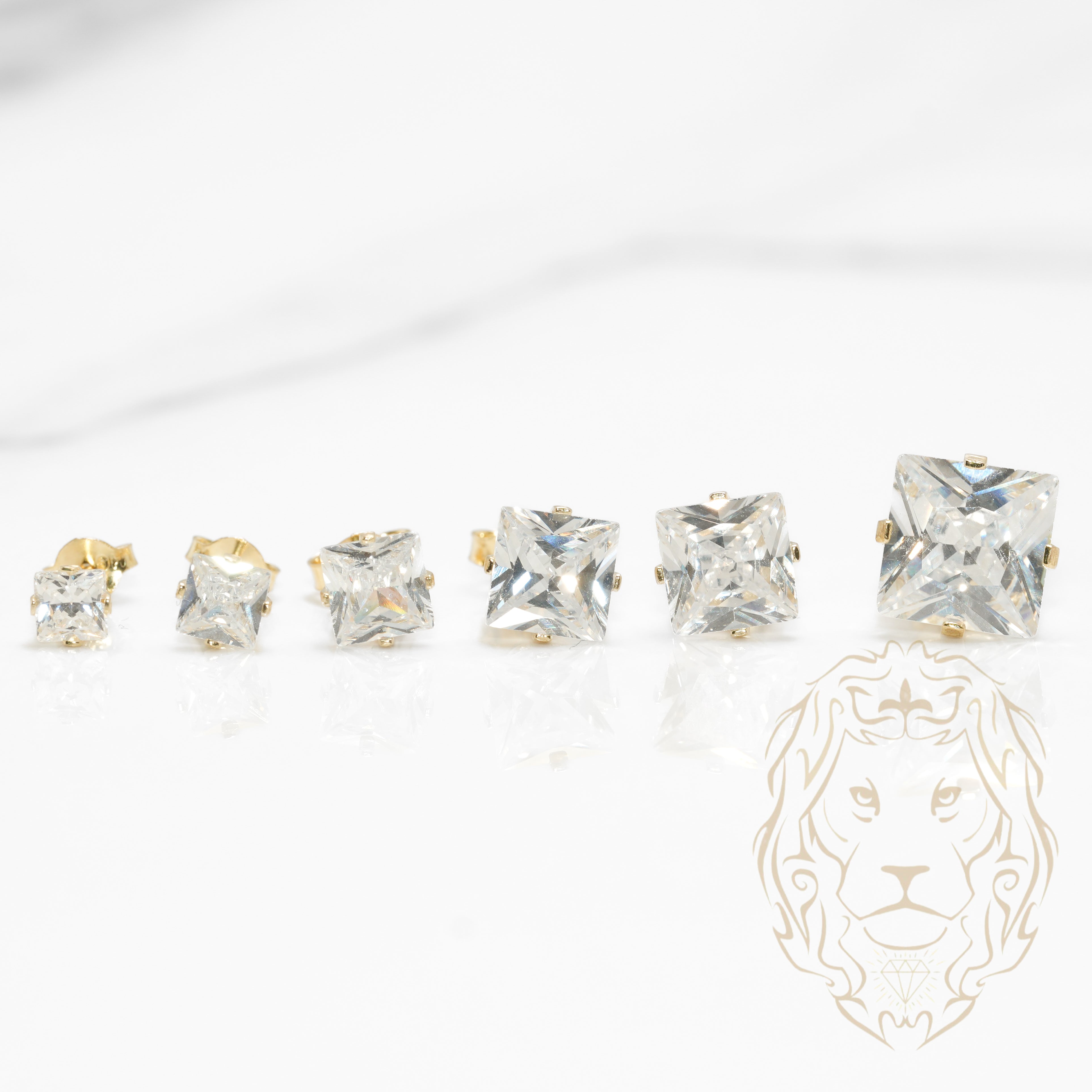 Studs - Or 10K jaune zircone cubique coupe princesse 0.75PTS / 6.7mm - BOG849