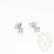 Studs - Or 10K blanc zircone cubique coupe rond brillant 0.05PTS / 2.5mm - BOG834