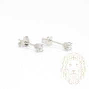 Studs - Or 10K blanc zircone cubique coupe rond brillant 0.05PTS / 2.5mm - BOG834