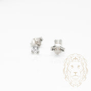 Studs - Or 10K blanc zircone cubique coupe rond brillant 0.05PTS / 2.5mm - BOG834