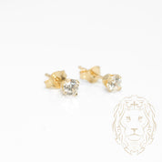 Studs - Or 10K jaune zircone cubique coupe rond brillant 0.10PTS / 3mm - BOG826