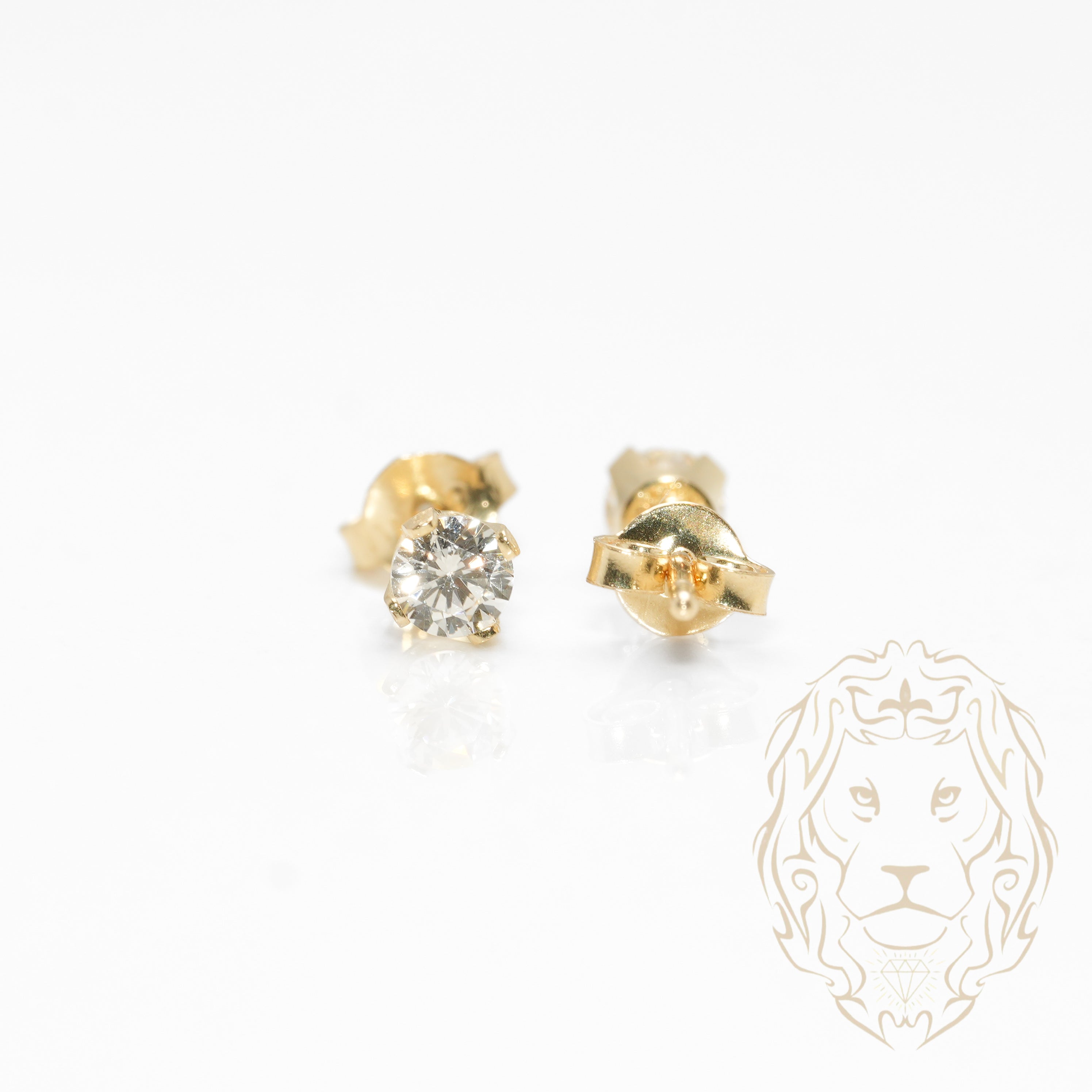 Studs - Or 10K jaune zircone cubique coupe rond brillant 0.10PTS / 3mm - BOG826