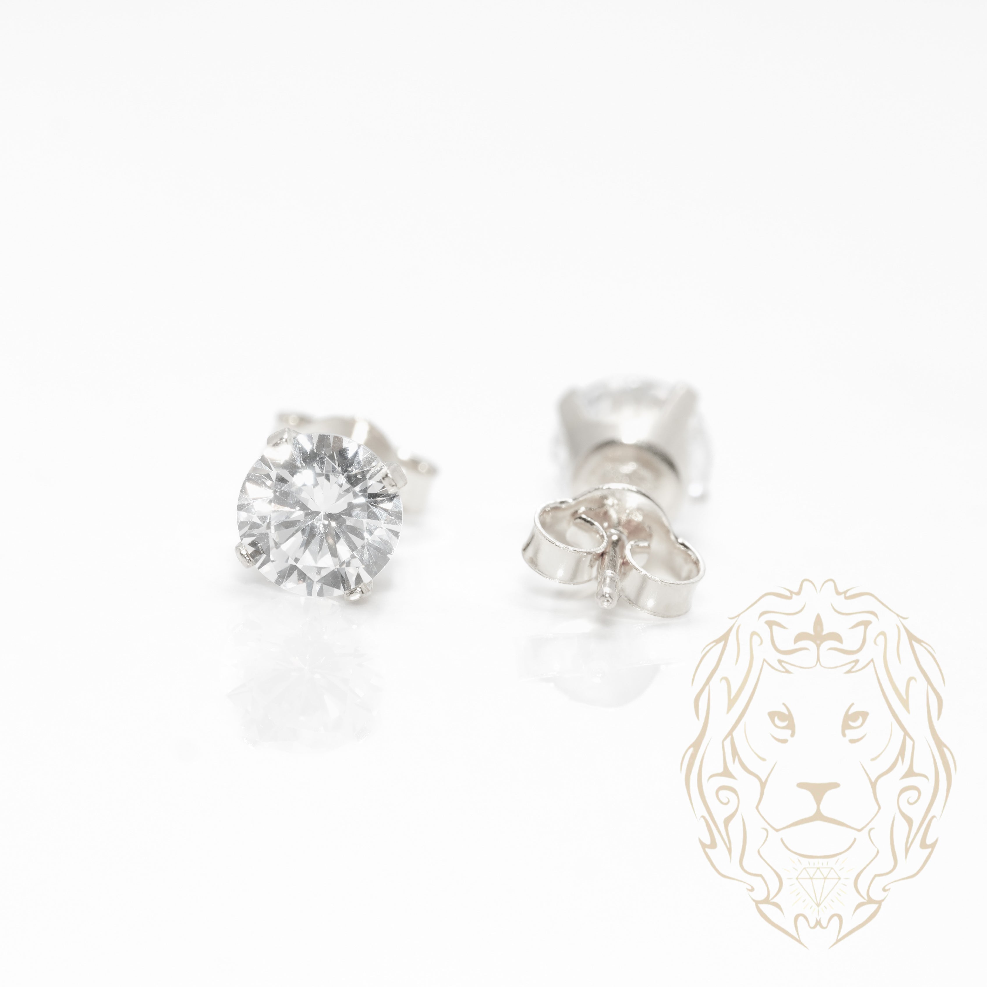 Studs - Or 10K blanc zircone cubique coupe rond brillant 0.50PTS / 5mm - BOG839