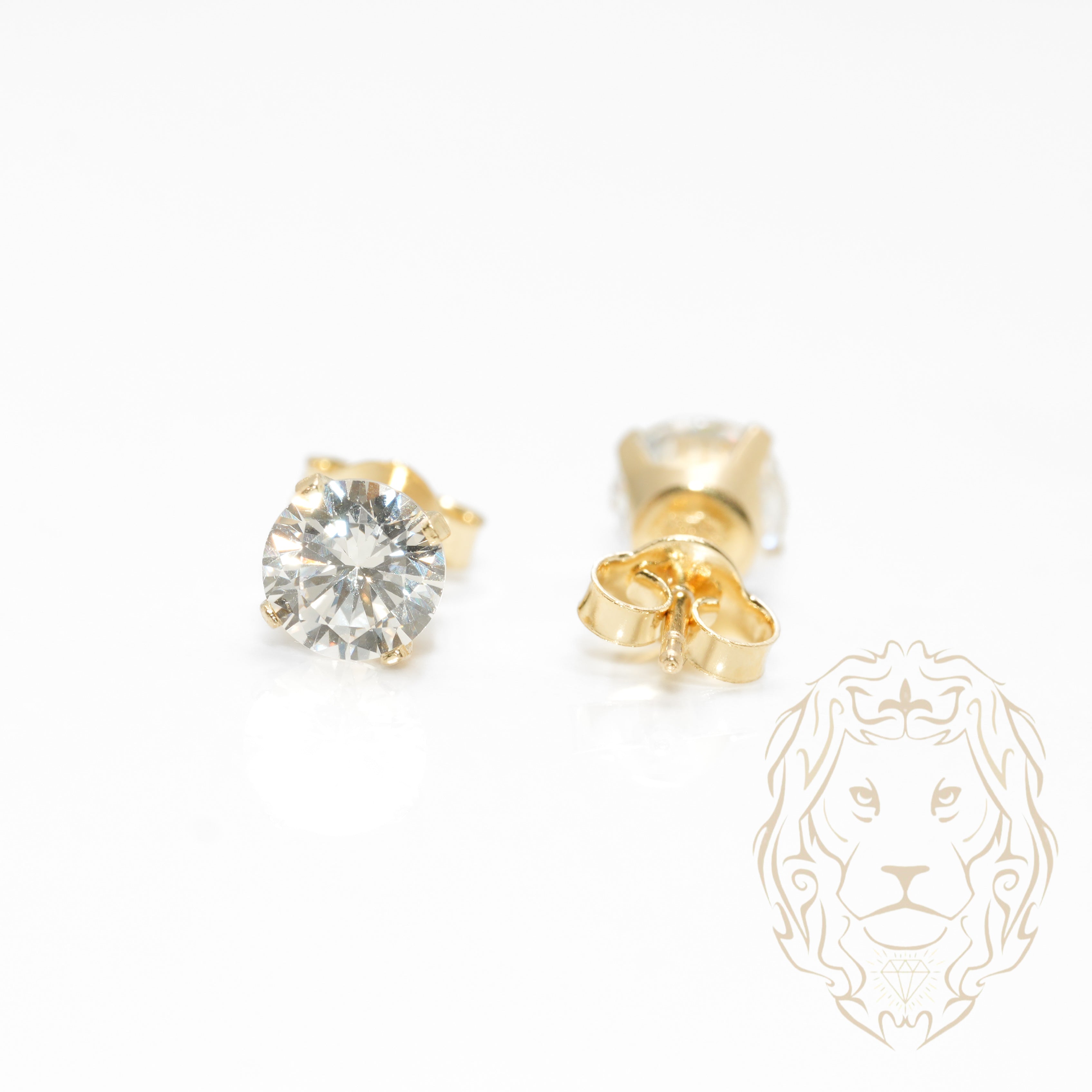 Studs - Or 10K jaune zircone cubique coupe rond brillant 0.25PTS / 4mm - BOG829