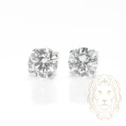 Studs - Or 10K blanc zircone cubique coupe rond brillant 1.00PTS / 6.5mm - BOG841