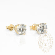 Studs - Or 10K jaune zircone cubique coupe rond brillant 0.75PTS / 6mm - BOG831