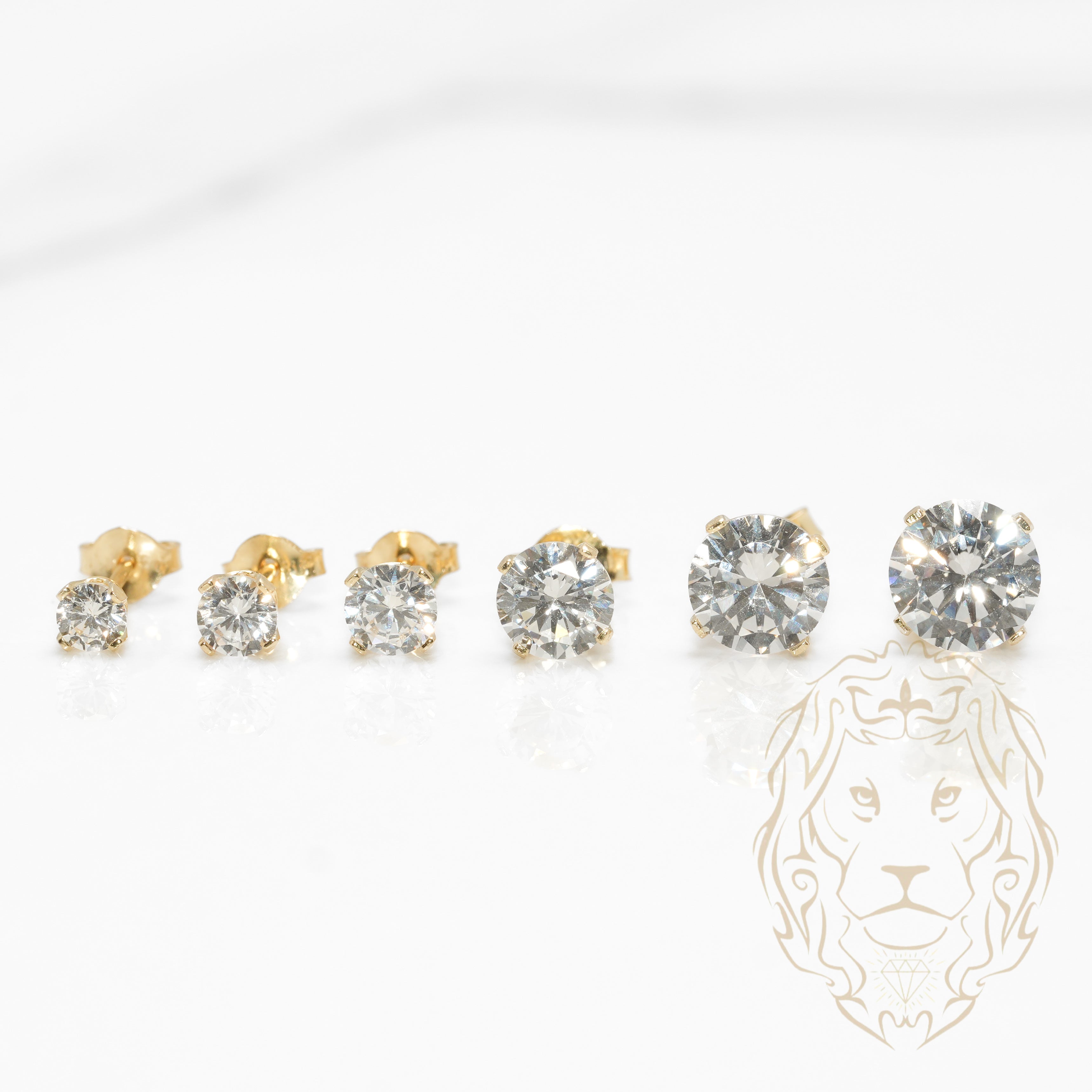 Studs - Or 10K jaune zircone cubique coupe rond brillant 0.10PTS / 3mm - BOG826