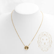 Collier - Or 10K jaune pendentif trèfle guilloché 15mm - CHG668