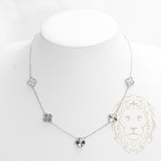 Collier - Or 10K blanc pendentif trèfles guillochés 11mm - CHG670