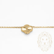 Collier - Or 10K jaune pendentif trèfle guilloché 15mm - CHG668