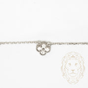 Collier - Or 10K blanc pendentif trèfles guillochés 11mm - CHG670