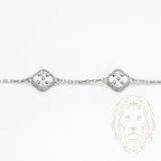 Bracelet - Or 10K blanc trèfles guillochés 10mm - BRG581