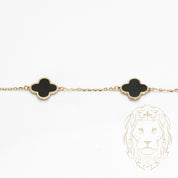 Bracelet - Or 10K jaune trèfles minces noirs 10mm - BRG585