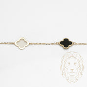 Bracelet - Or 10K jaune trèfles noirs & découpes 10mm - BRG586