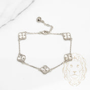 Bracelet - Or 10K blanc trèfles guillochés 10mm - BRG581